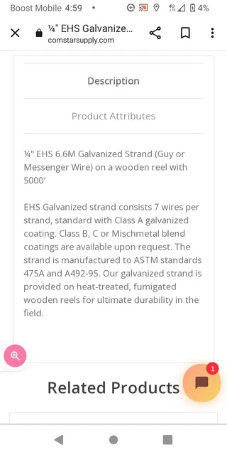1/4 arial galvanized strand cable 7x19
