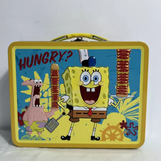 SpongeBob SquarePants Krabby Patty 2009 Tin Box Co  Lunchbox Pail Tin 8x6x3