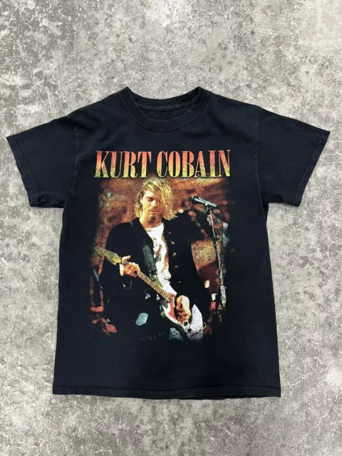 Vintage Kurt Cobain T-Shirt Nirvana Band Tee New Black Shortsleeve Shirt Rare