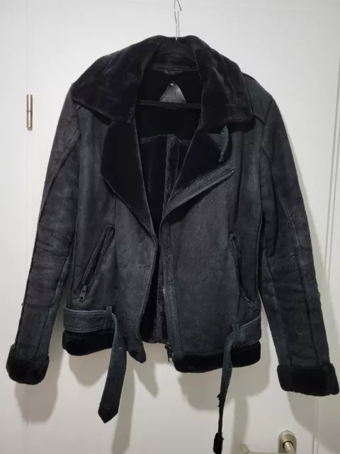 BE EDGY | Designer Lederjacke aus Büffelleder, schwarz Größe M