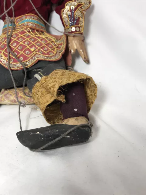 Burmese Asian Puppet Marionette Carved Wood Hand Painted Puppet Royal L5 10