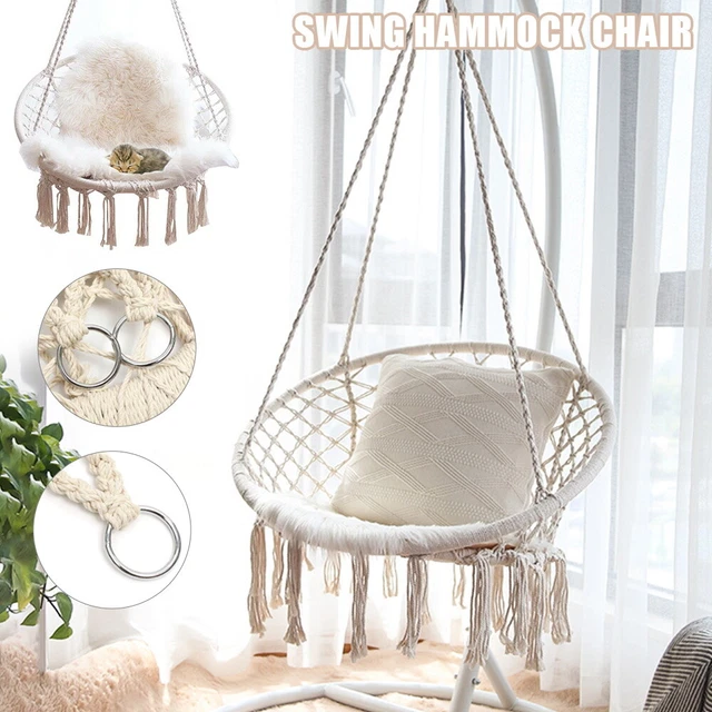 Hängesessel Hängeschaukel Hängekorb Hängestuhl Hängesitz Beige 150 Kg Kissen