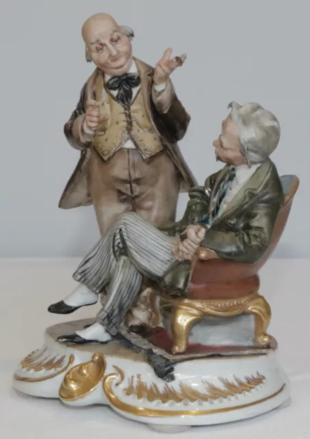 Capodimonte Two Gentlemen Ceramic Sculpture Signed Tyche Bruno 2