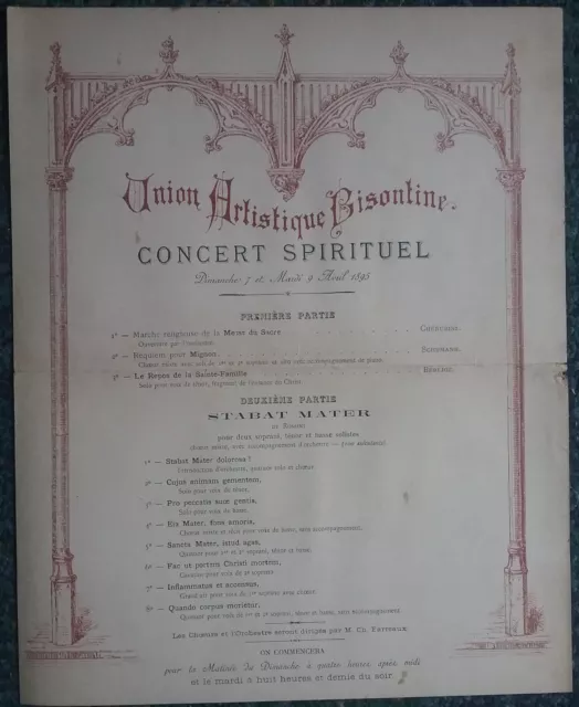 Programme 1895 - Union Artistique Bisontine - Concert - Besançon (25) - Rossini