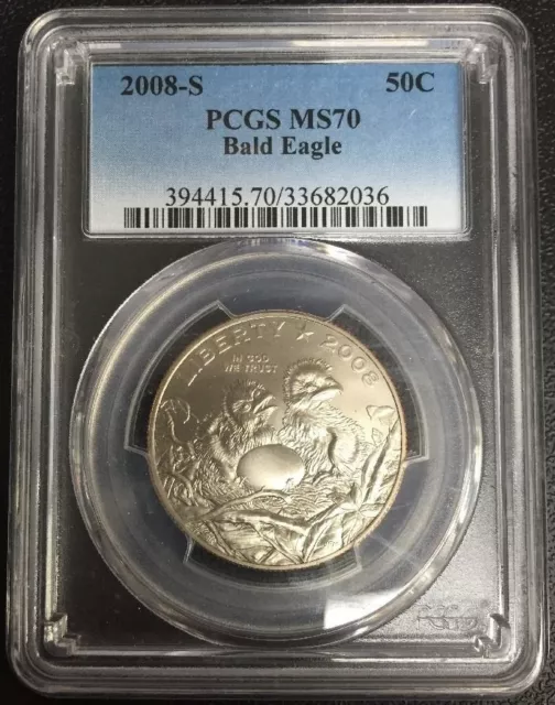 2008-S Bald Eagle Commemorative 50C (Half Dollar) Coin, PCGS Graded MS70