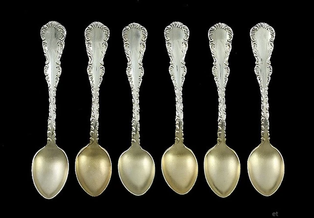 6 Roden Bros Louis XV Pattern Sterling Demitasse Spoons