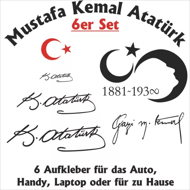 MUSTAFA KEMAL ATATÜRK Imza Unterschrift Türkiye Autoaufkleber