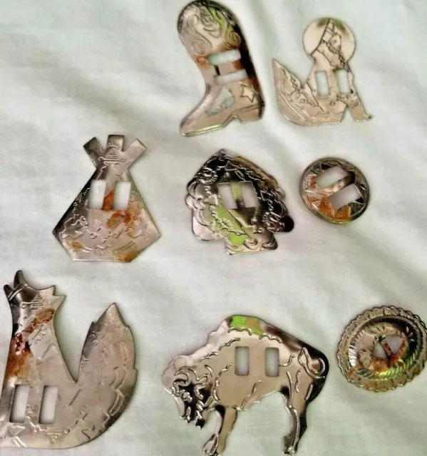 Bolero Shapes Set Of 8 Western Tin A little Rust silver 2 wolf  boot tpee buffa