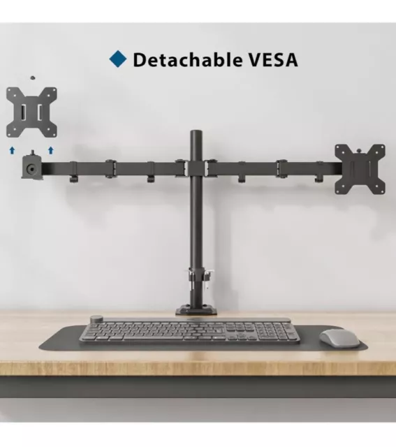 Montaje de monitor dual BONTEC para pantalla LED LCD de 13-27 pulgadas rotación inclinación giratoria