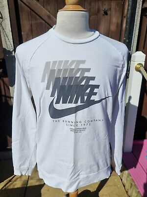 VINTAGE NIKE spellout manica lunga T Shirt Top Bianco Grande