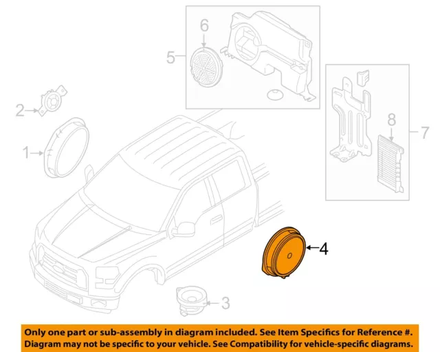 FORD OEM 15-18 F-150 Stereo Audio Radio-Rear Door Speaker FL3Z18808L