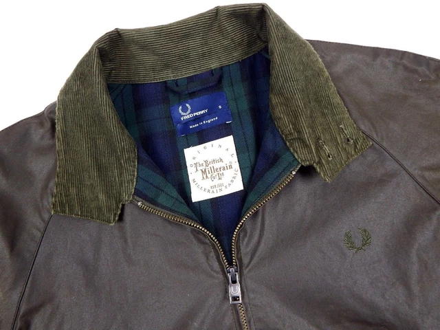 FRED PERRYxThe British Millerainジャンパー FRED PERRY X British Millerain Waxed Harrington Jacket S