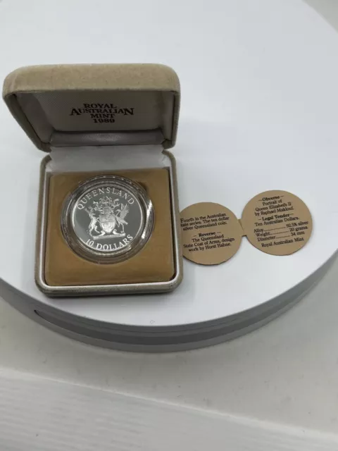 1989 $10 State Series - Queensland Proof Silver Coin. Royal Australian Mint