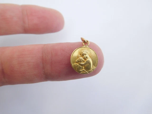Pendentif Ancien Argenté - Breloque Art Nouveau Motif Religieux Jésus Christ