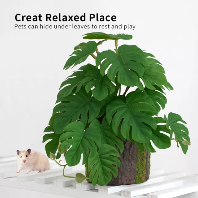Fake Monstera For Terrarium Reptile Plants With Suction Cup Amphibian Safe