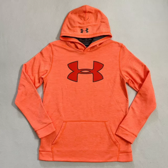 UNDER ARMOUR CAMO Bright Orange Loose Coldgear Pullover Storm Fleece Hoodie  YXL £17.29 - PicClick UK