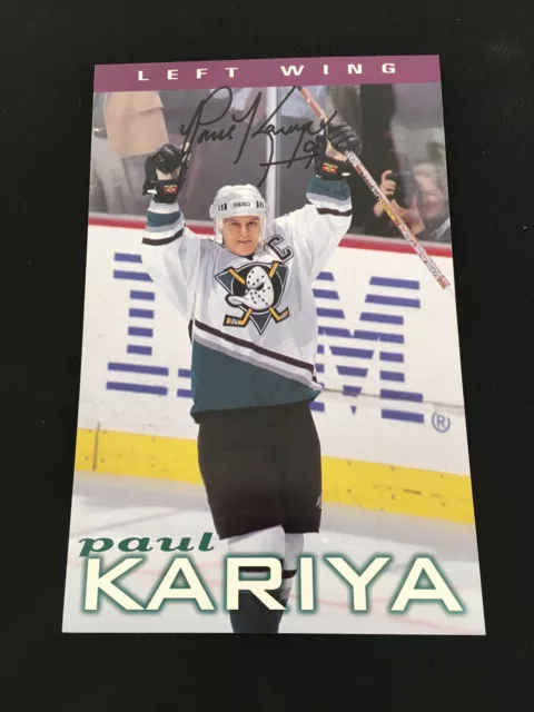 Paul Kariya Autograph Anaheim Mighty Ducks Hockey Photo 1998 Card