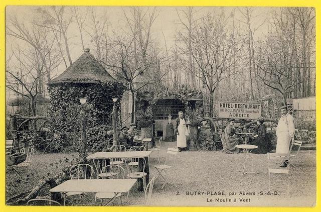 cpa 95 - BUTRY SUR OISE par Auvers HÔTEL RESTAURANT du MOULIN à VENT Animés