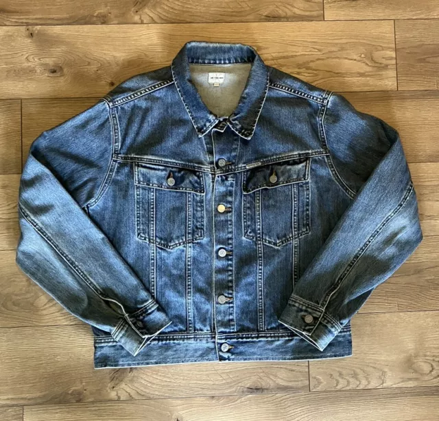 Calvin Klein Mens Vintage Denim Jacket Jean Trucker RETRO Cotton M/L Large Blue