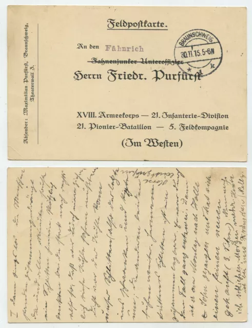 97384 - Postal de campaña - Braunschweig 30.11.1915