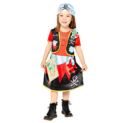 Childs Peppa Pig Pirate Fancy Dress Costume Caribbean Book Day Kids Girls