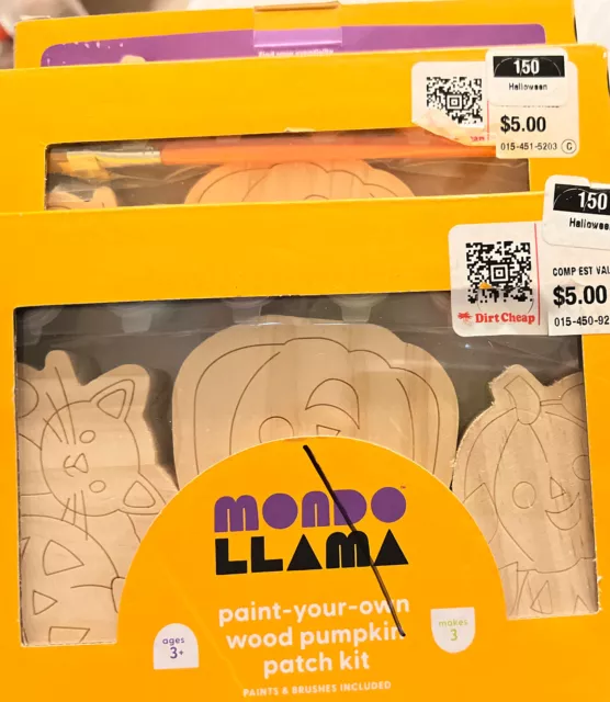 Mondo Llama Paint Your Own Characters Kit Pumpkin Wood Craft Set NIB