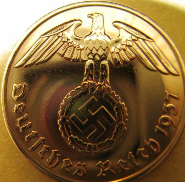 German 1 Reichspfennig 1937-Coin III Reich-WWII-SWASTIKA-Antique-Vintage-RARITY