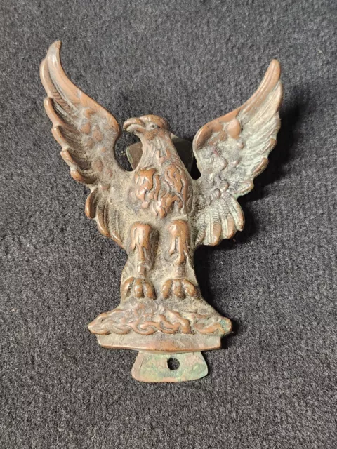 Antique Cast Brass Spread Winged Eagle Door Knocker Perched Bird