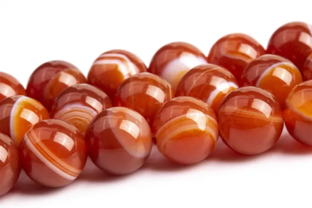 8MM Natural Orange Striped Agate Beads Grade AAA Round Gemstone Loose Beads