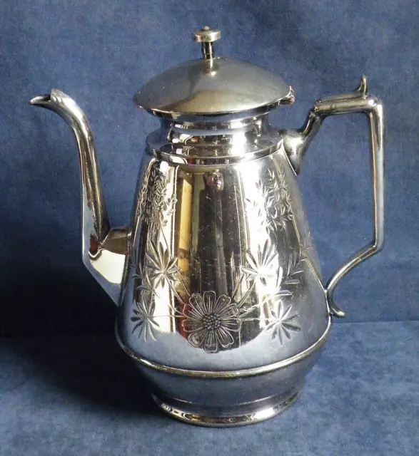 SUPERB Large ~ SILVER Plated ~ Engraved TEAPOT ~ c1900 by Meridan