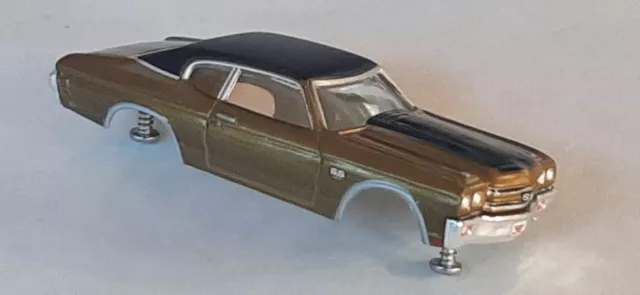 New Auto World 1970 Gold Chevelle SS Thunderjet HO Slot Car Body Fit Aurora Dash