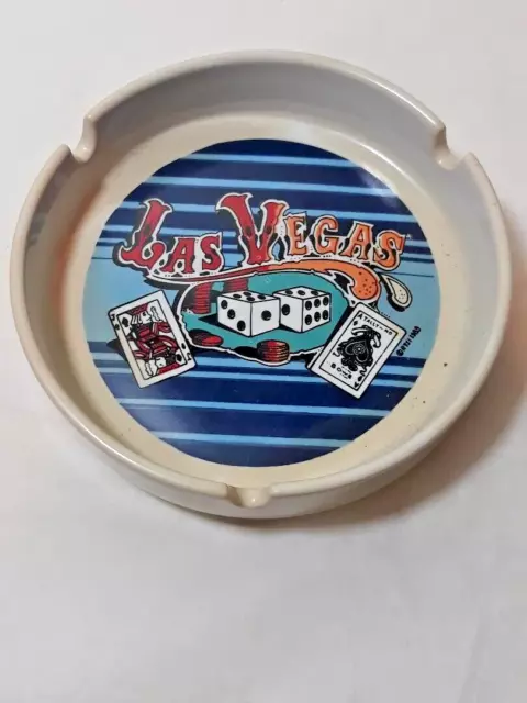 Vintage 1989 LAS VEGAS NEVADA RARE Cards DICE CERAMIC ASHTRAY