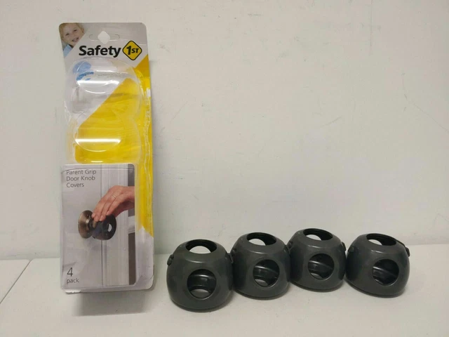 Safety 1st, 4 Pack, Charcoal, Parent Grip Door Knob Covers Open Package