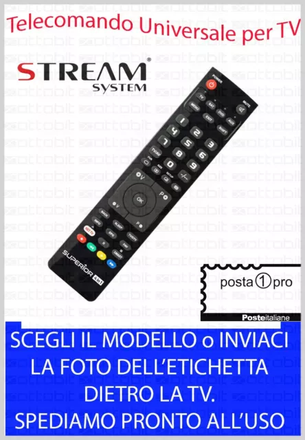 TELECOMANDO UNIVERSALE PER TV STREAM SYSTEM SCEGLI MODELLO EUR 9,99 -  PicClick IT