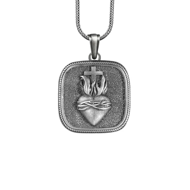 Pendentif Argent 925/000 Rhodié - Les 3 Vertus : Ancre, Croix, Cœur - Tata Gisèle