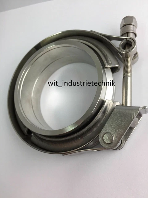 RSR V-Band Schelle 70 Mm Mit Anschweißringen – Edelstahl V2A Premium Set Für Turbo, Auspuff, 2,75 Zoll