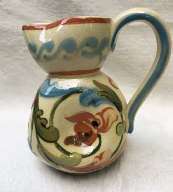 Vtg. Aller Vale POTTERY Torquay Creamer Milk Jug 987 B1 4.5"H Floral Early 20thC