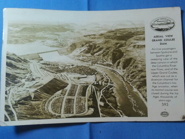 Real Photo Postcard Grand Coulee Dam Washington Aerial View