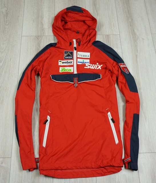 SWIX NORGE TEAM NORWAY ANORAK COAT SKI JACKET WOMEN'S CROSS HOODED RED Size M SWIX NORGE TEAM NORWAY ANORAK COAT SKI JACKET WOMEN'S CROSS HOODED RED Size M