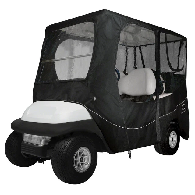Deluxe Golf Cart Enclosure Cover 4 Four Person for Roofs up to 80" Long Black