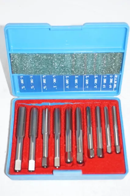 10 pc Set HANSON WHITNEY DOALL 1/4" thru 1/2" NC & NF GH3 Hand Tap Kit 64016 USA