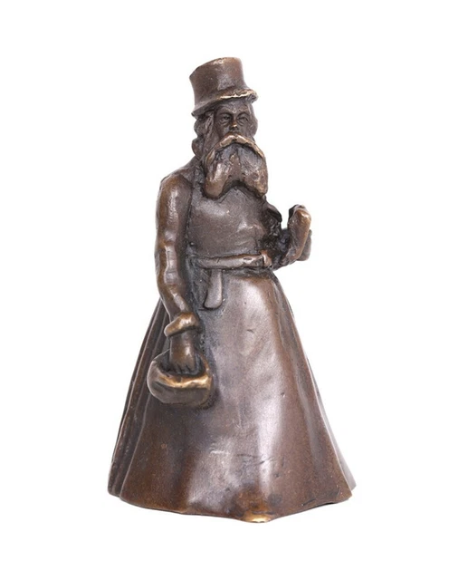 Cloche de table en bronze clochette sonnette statue homme barbu au chapeau - 10