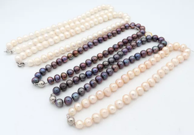Lot of 5 Freshwater Pearl Beaded Strand Necklaces
