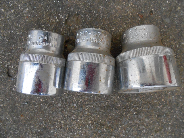 ACESA 6-point sockets Made in Spain 1/2 drive Metric sizes 24mm 27mm 32mm