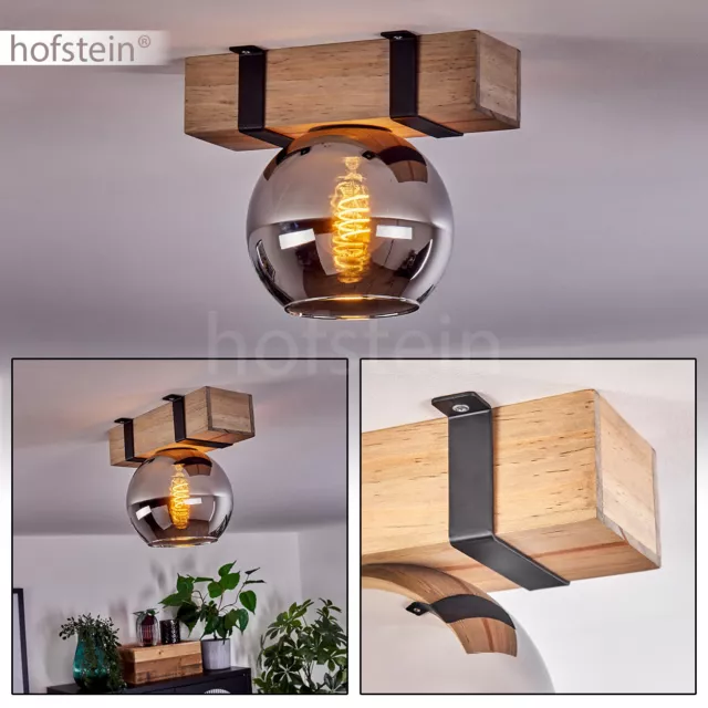 Moderne Decken Lampe Glas Chrom Wohn Schlaf Zimmer Flur Leuchte Lichteffekt Holz
