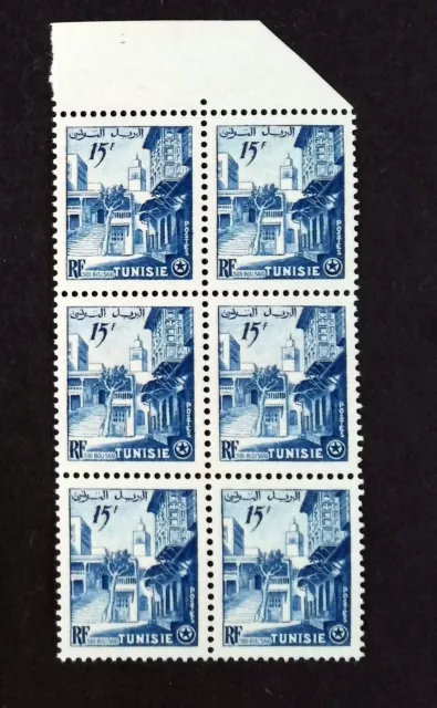 TUNISIE  Timbre 1954 Sidi Bou Said  Yt  375   bloc de 6   NEUF** MNH