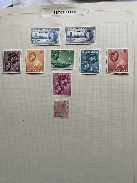 Old Album Page Seychelles Mint Stamps
