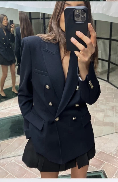 ZARA TAILORED DOUBLE BREASTED Blazer Navy New Ss24 Size Xl Ref. 7792 293 60.00 PicClick UK