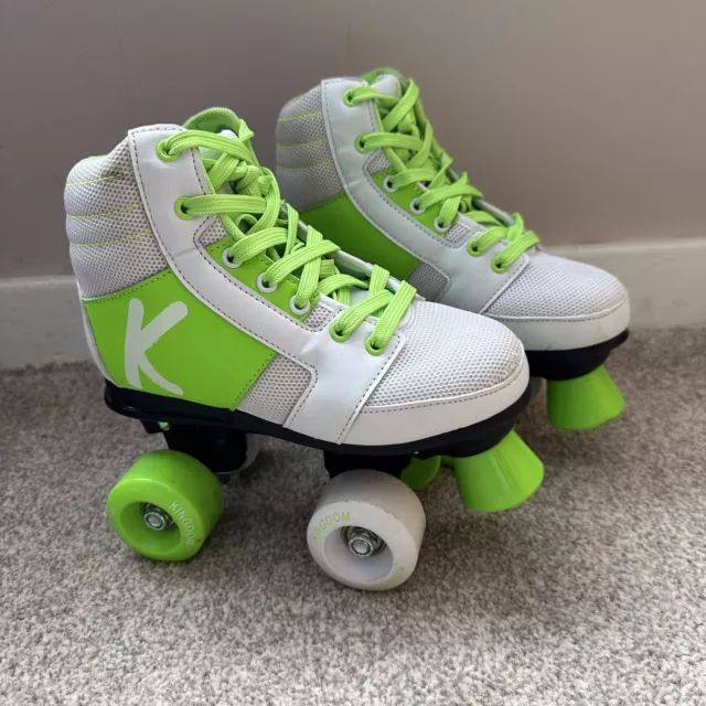 Kingdom GB Candy Quad Wheels Roller Skates Kids UK size 13 / EUR 32 White Green