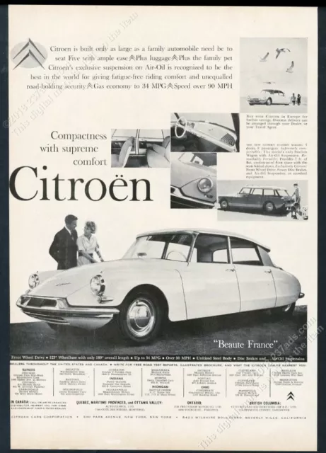 1960 Citroen DS19 & station wagon 6 photo vintage print ad
